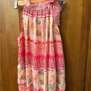 Floral Pink and Red halterneck tie top